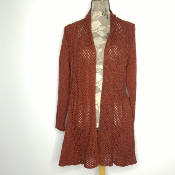 NWT Studio Works Cardigan Sz S Open Knit Red/Brown - Picture 4 of 8